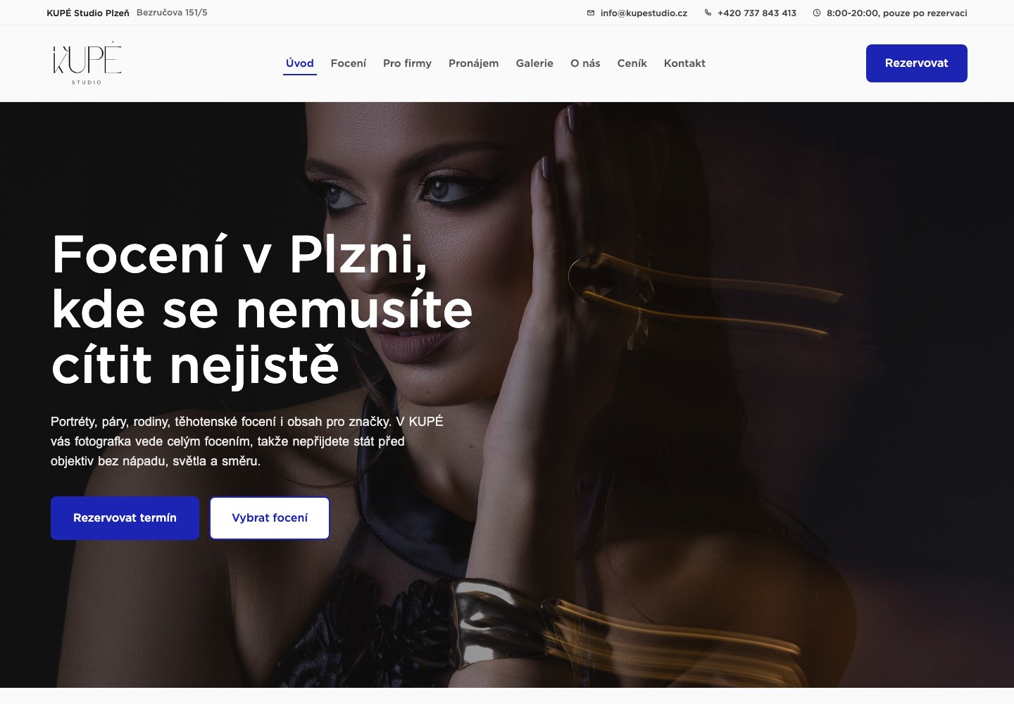 Náhled úvodní stránky Kupé Studio