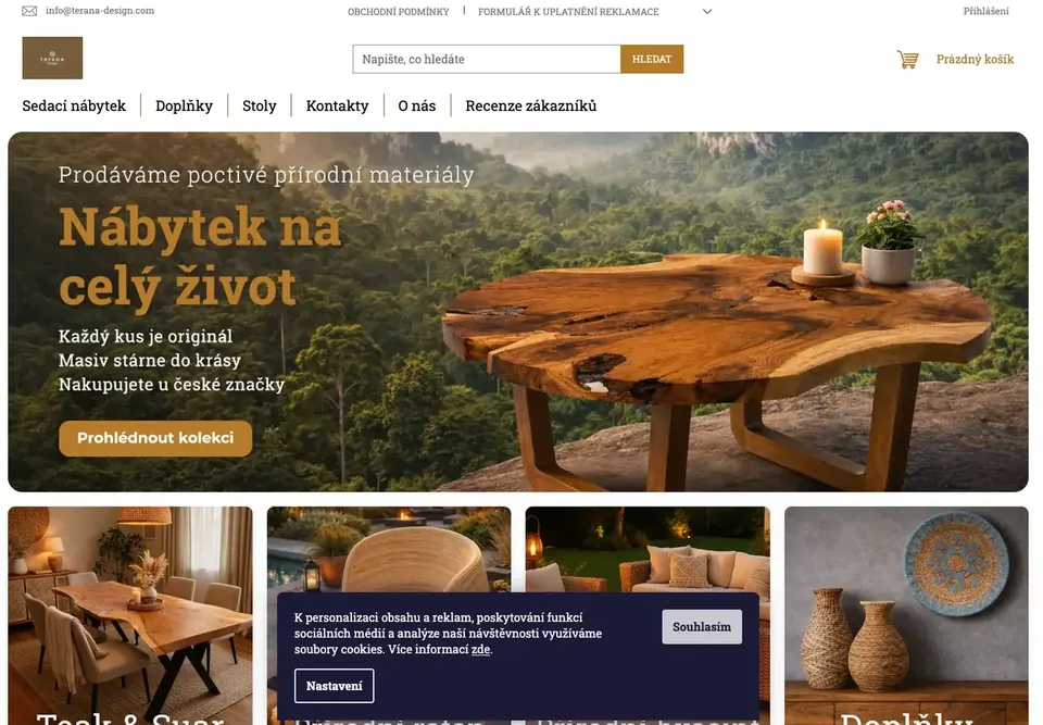 Původní úvodní stránka e-shopu Terana Design