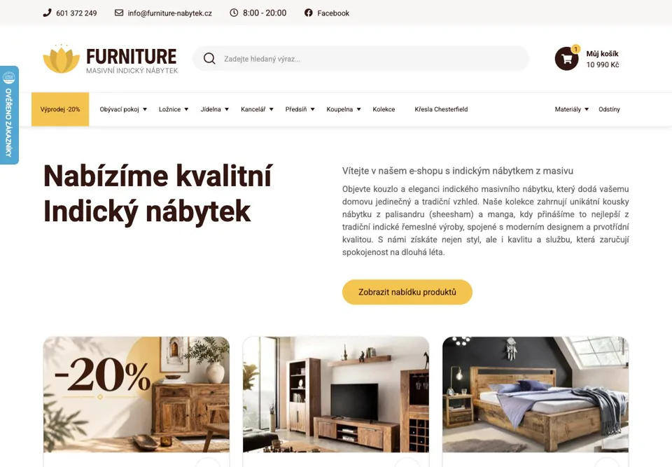 Úvodní stránka e-shopu Furniture-nabytek.cz